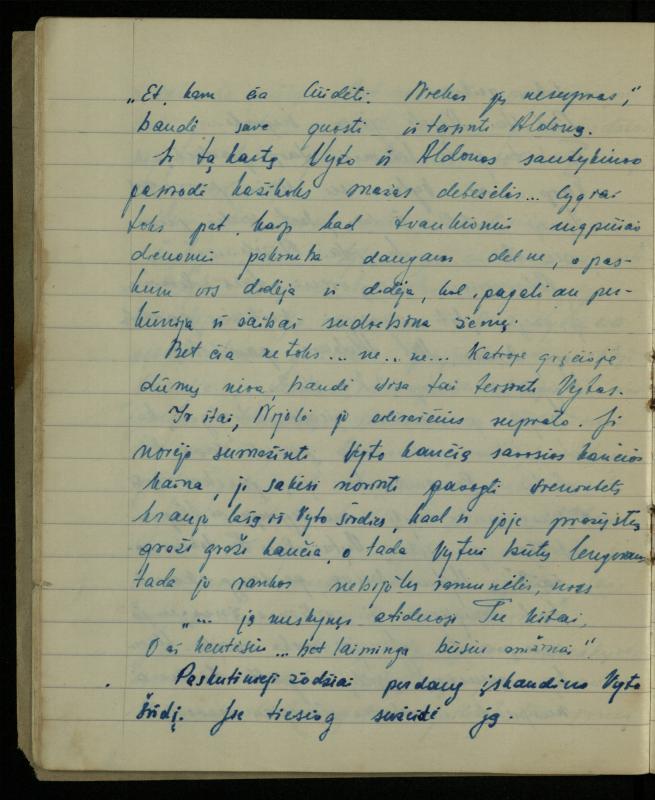 Žurnalisto, literato, vertėjo Kazimiero Pūro kūrybos I sąsiuvinis. Apsakymas (autobiografinė impresija), 1950 m.