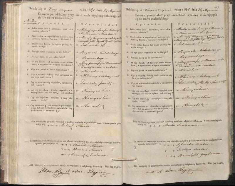 Krinčino Romos katalikų parapijos bažnyčios 1840–1844 metų priešjungtuvinės apklausos knyga