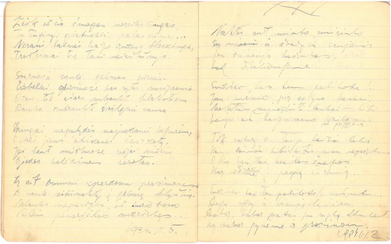 Albino Vaitkaus (Mariaus Katiliškio) eilėraščių sąsiuvinis. Pasirinktas slapyvardis – Juodis Danyla. 1933 m.