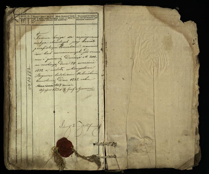 Pasvalio Romos katalikų parapijos bažnyčios 1832–1842 metų krikšto metrikų knyga