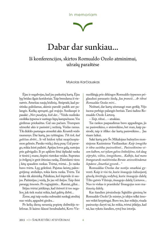 Šiaurietiški atsivėrimai : Pasvalio krašto istorijos ir kultūros žurnalas 2015, nr. 1 (38)