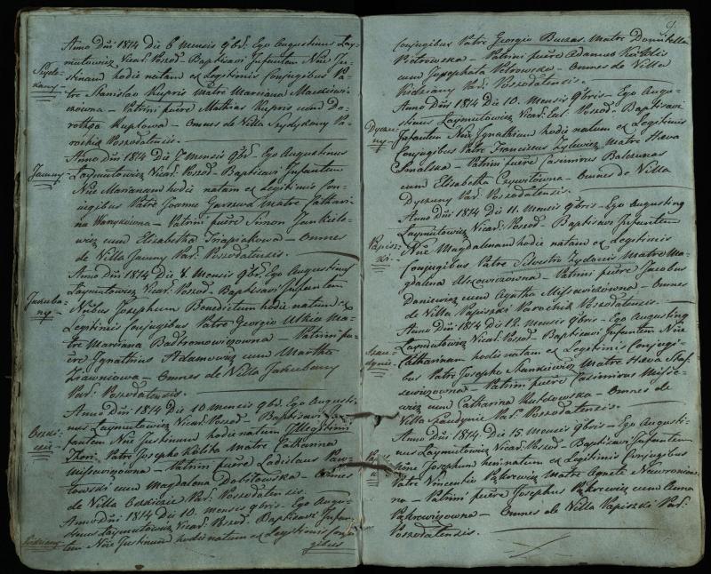 Pušaloto Romos katalikų parapijos bažnyčios 1814–1822 metų krikšto metrikų knyga