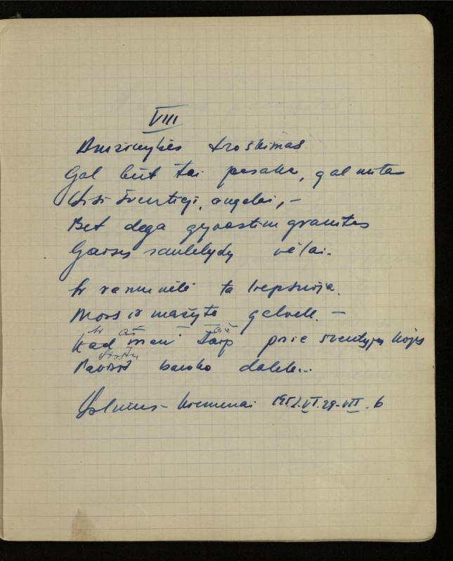 Žurnalisto, literato, vertėjo Kazimiero Pūro kūrybos V sąsiuvinis. Eilėraščiai, 1951–1952 m.