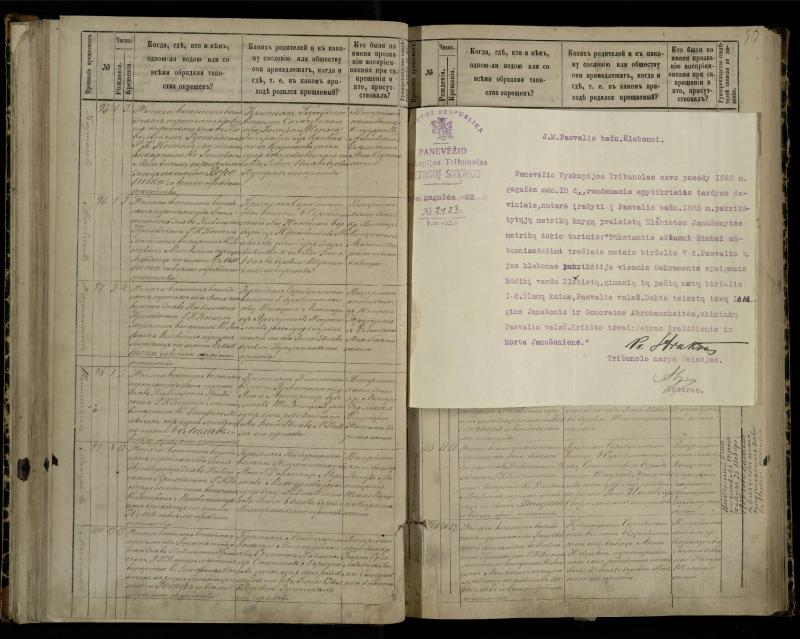 Pasvalio Romos katalikų parapijos bažnyčios 1881–1889 metų krikšto metrikų knyga