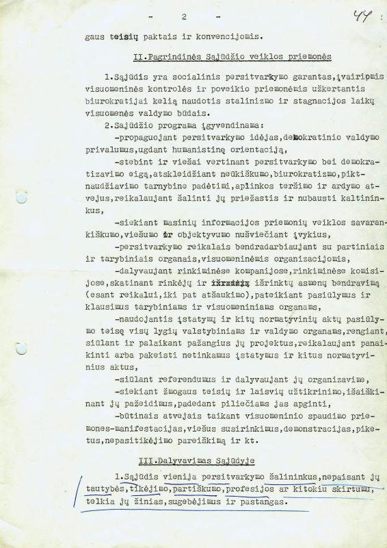 Lietuvos Persitvarkymo Sąjūdžio įstatai