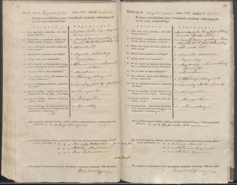 Krinčino Romos katalikų parapijos bažnyčios 1837–1839 metų priešjungtuvinės apklausos knyga