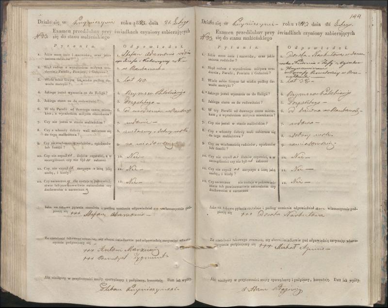 Krinčino Romos katalikų parapijos bažnyčios 1840–1844 metų priešjungtuvinės apklausos knyga