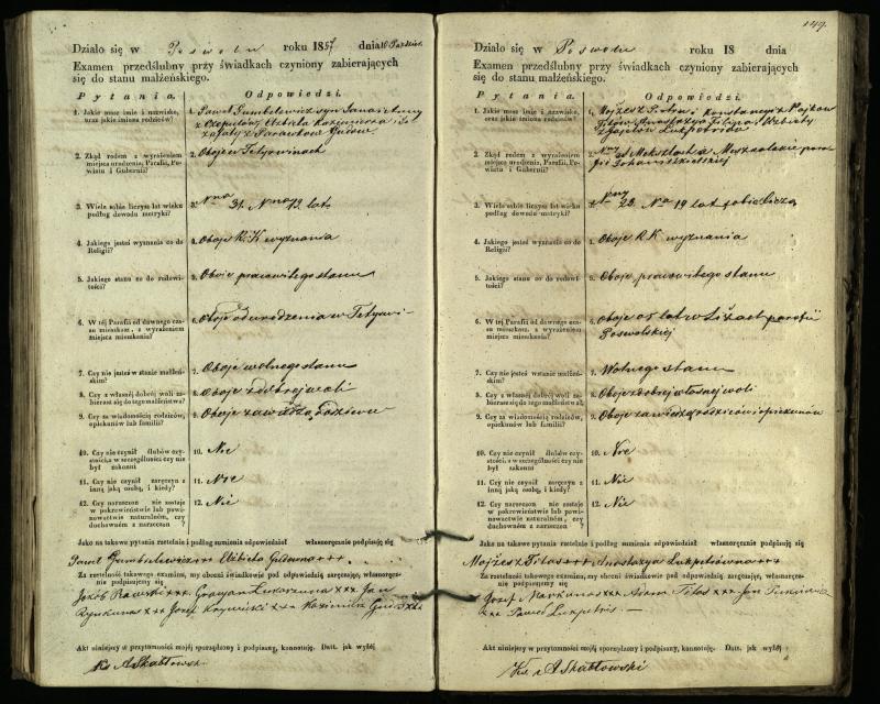 Pasvalio Romos katalikų parapijos bažnyčios 1849–1859 metų priešjungtuvinės apklausos knyga