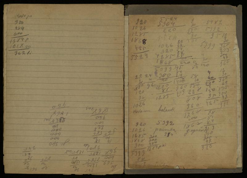 Kazimiero Pūro, VIII klasės mokinio, lietuvių kalbos ir literatūros rašomųjų darbų sąsiuvinis. Pasvalys, 1948 m. vasario 10 d.