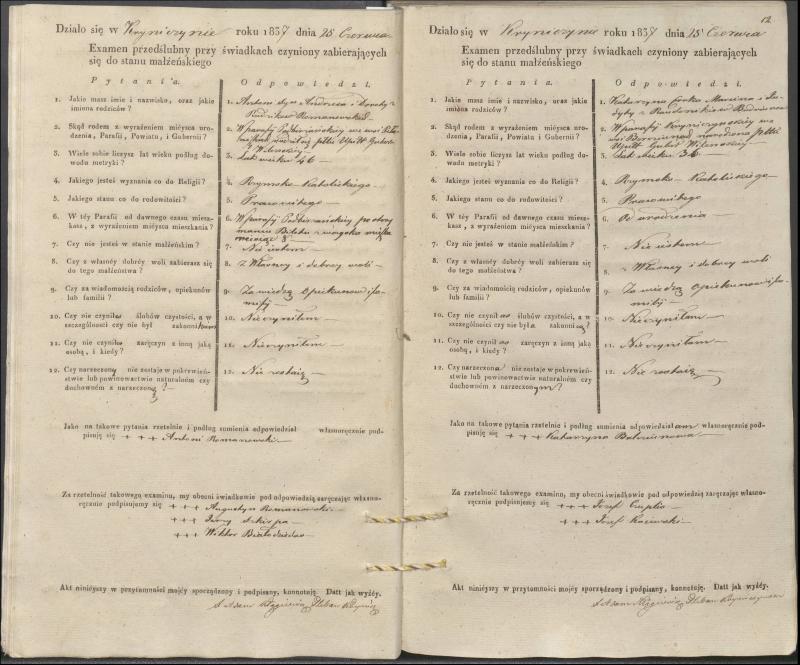 Krinčino Romos katalikų parapijos bažnyčios 1837–1839 metų priešjungtuvinės apklausos knyga