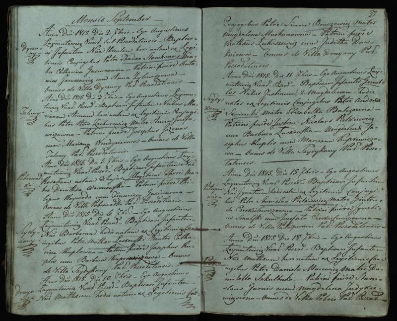 Pušaloto Romos katalikų parapijos bažnyčios 1814–1822 metų krikšto metrikų knyga