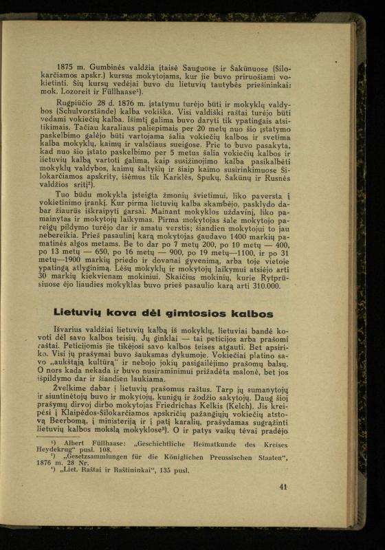 Mažosios Lietuvos mokyklos ir lietuvių kova dėl gimtosios kalbos / Ansas Bruožis; redagavo Vincas Vileišis. – Kaunas: Didž. ir Maž. Lietuvos kultūr. bendradarbiavimo s-gos Finansų m-jos tarnautojų skyriaus leidinys, 1935. – 94, [2] p.