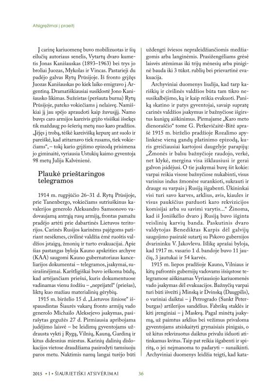 Šiaurietiški atsivėrimai : Pasvalio krašto istorijos ir kultūros žurnalas 2015, nr. 1 (38)
