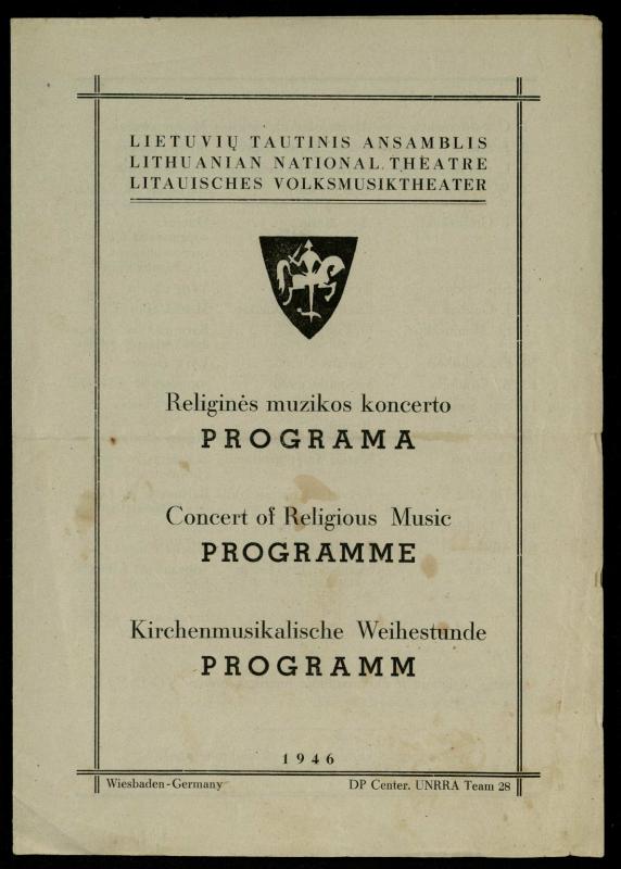 Lietuvių tautinio ansamblio religinės muzikos koncerto programa