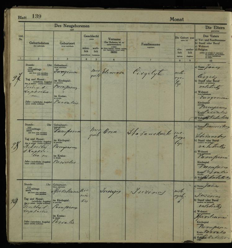 Pumpėnų Romos katalikų parapijos bažnyčios 1916–1921 metų krikšto metrikų knyga