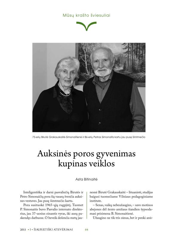 Šiaurietiški atsivėrimai : Pasvalio krašto istorijos ir kultūros žurnalas 2015, nr. 1 (38)