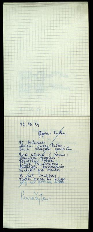 Poeto Jono Vytauto Nistelio eilėraščių sąsiuvinis