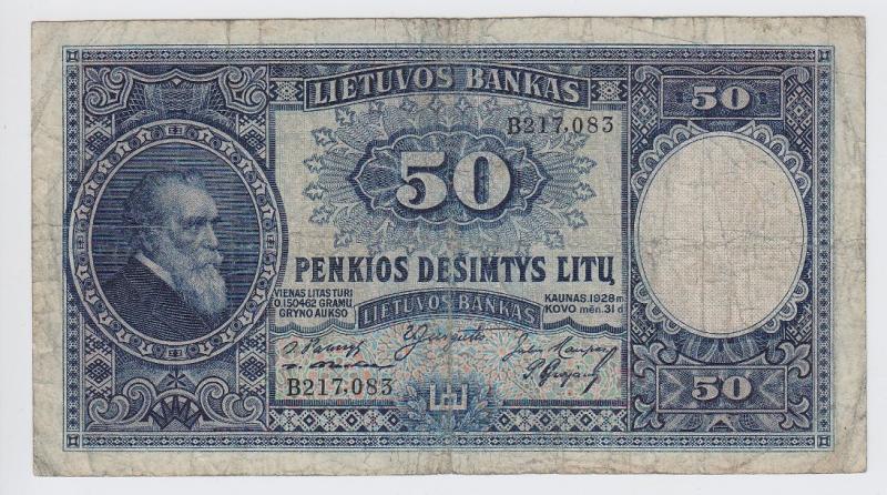 Banknotas. 50 litų. 1928 m. kovo 31 d. Lietuva