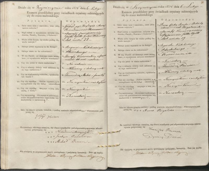 Krinčino Romos katalikų parapijos bažnyčios 1837–1839 metų priešjungtuvinės apklausos knyga