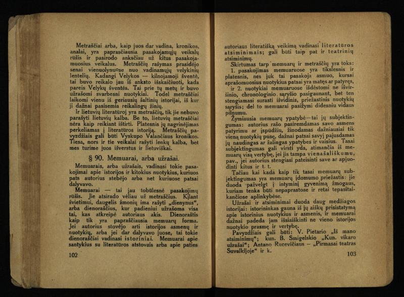 Literatūros teorija : vadovėlis aukštesniosioms mokykloms / K. Bizauskas. – 3 -ias leid. – Kaunas, 1922. – 199 p.