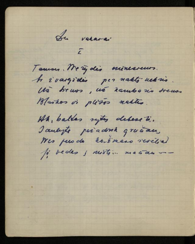 Žurnalisto, literato, vertėjo Kazimiero Pūro kūrybos V sąsiuvinis. Eilėraščiai, 1951–1952 m.