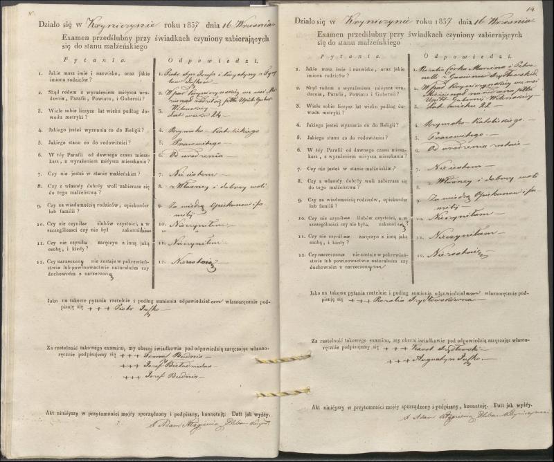 Krinčino Romos katalikų parapijos bažnyčios 1837–1839 metų priešjungtuvinės apklausos knyga