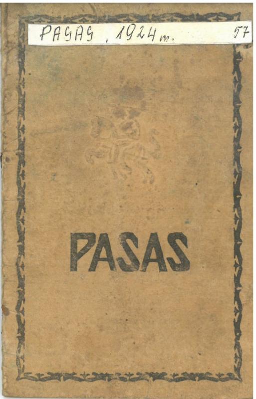 Biržų-Pasvalio apskr. Vaškų vlsč. Vainikonių k. [dabar – Vainekoniai] gyventojo Antano Markevičiaus pasas, išduotas 1924 m. sausio 7 d. Paso Nr. 848873.