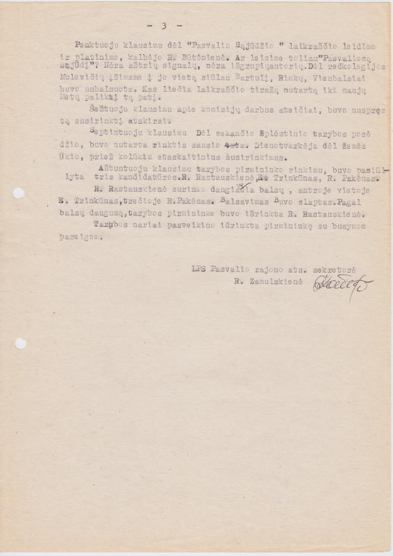 LPS Pasvalio rajono 1989.12.07 išplėstinio tarybos posėdžio PROTOKOLAS Nr. 3