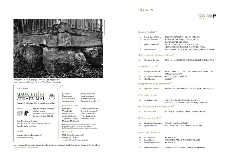 Šiaurietiški atsivėrimai : Pasvalio krašto istorijos ir kultūros žurnalas 2013, nr. 2 (35)