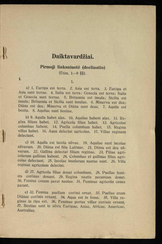 Lotynų kalbos chrestomatija: vidurinėms mokykloms vadovėlis (3-sios ir 4-sios klasės kursas) / K. Kliuksinas. – [Kaunas]: Koper. s-ga „Spaudos fondas“, 1932. – 191 p.