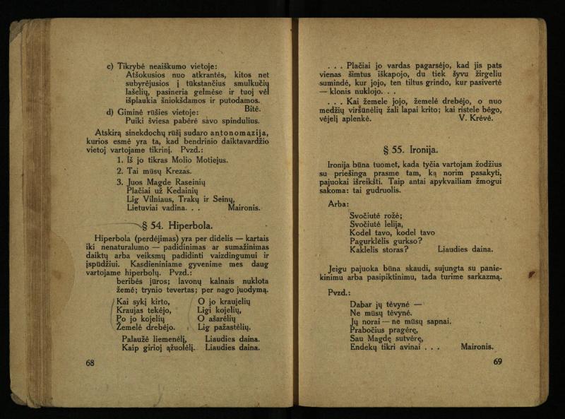 Literatūros teorija : vadovėlis aukštesniosioms mokykloms / K. Bizauskas. – 3 -ias leid. – Kaunas, 1922. – 199 p.