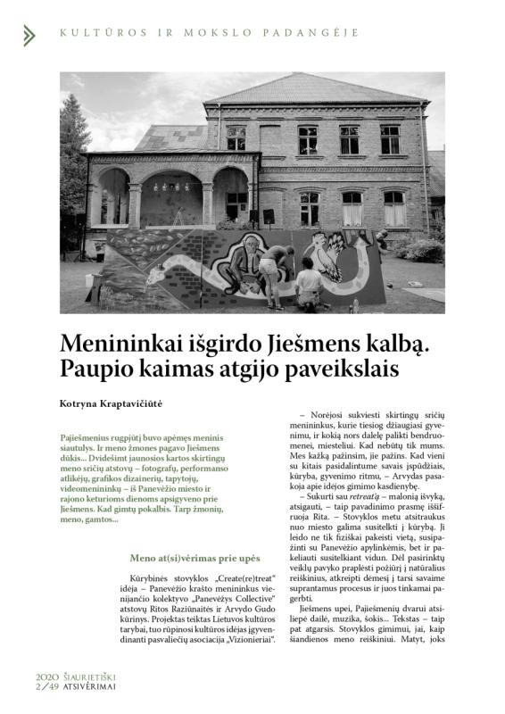Šiaurietiški atsivėrimai : Pasvalio krašto istorijos ir kultūros žurnalas 2020, nr. 2 (49)