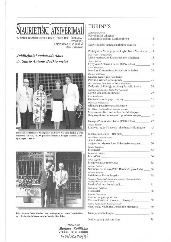 Šiaurietiški atsivėrimai : Pasvalio krašto istorijos ir kultūros žurnalas 2006, nr. 2 (21)