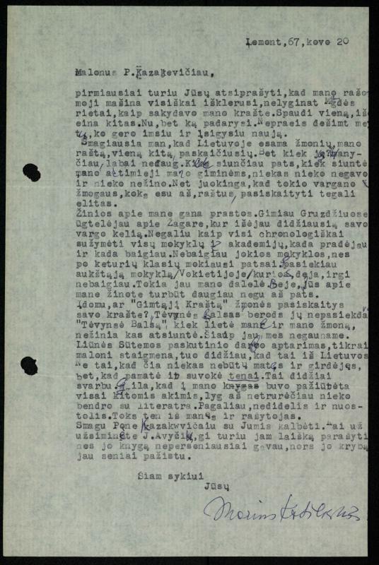 Žurnalisto Vytauto Kazakevičiaus ir rašytojų Mariaus Katiliškio, Zinaidos Nagytės-Katiliškienės korespondencija. 1966–1984 m.