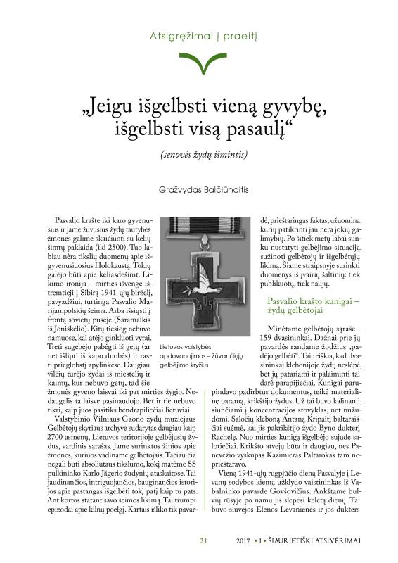 Šiaurietiški atsivėrimai : Pasvalio krašto istorijos ir kultūros žurnalas 2017, nr. 1 (42)