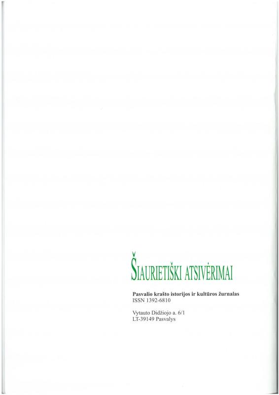 Šiaurietiški atsivėrimai : Pasvalio krašto istorijos ir kultūros žurnalas 2011, nr. 2 (31)