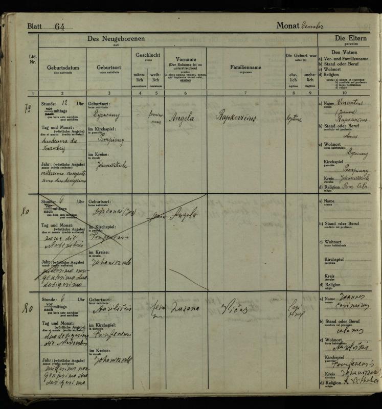 Pumpėnų Romos katalikų parapijos bažnyčios 1916–1921 metų krikšto metrikų knyga