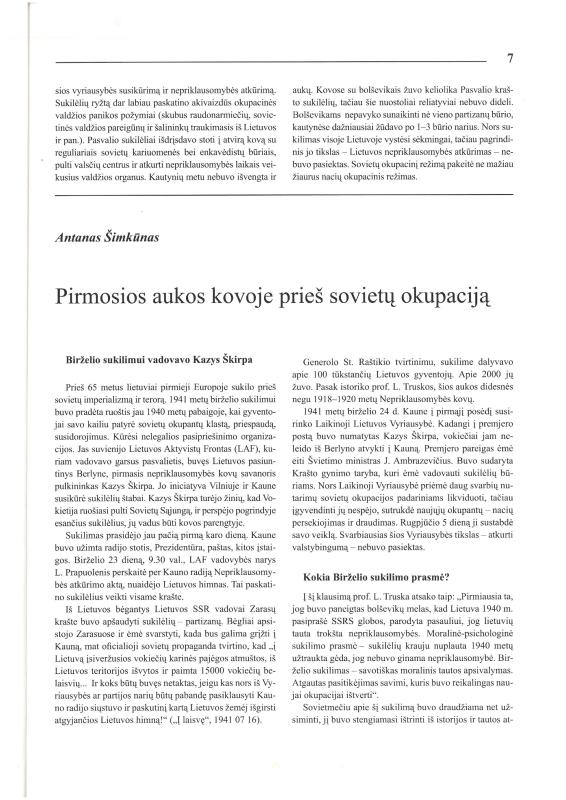 Šiaurietiški atsivėrimai : Pasvalio krašto istorijos ir kultūros žurnalas 2006, nr. 1 (20)