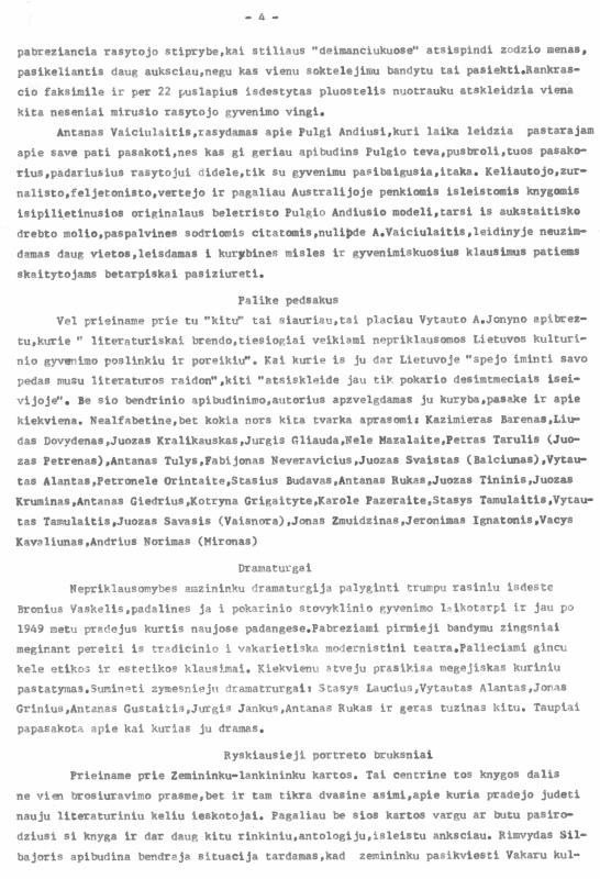 Rašytojo, savaitraščio „Tėviškės Žiburiai“ redaktoriaus Česlovo Senkevičiaus recenzija „Nudžiūvusios šakos žiedai. Susipažinus su leidiniu „Lietuvių egzodo literatūra 1945–1990“