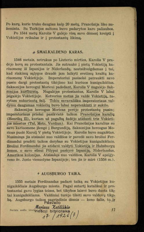 Naujųjų amžių istorija: vadovėlis vidurinėms mokykloms / K. Kliuksinas. – Kaunas: Sakalas, 1936. – 160 p.