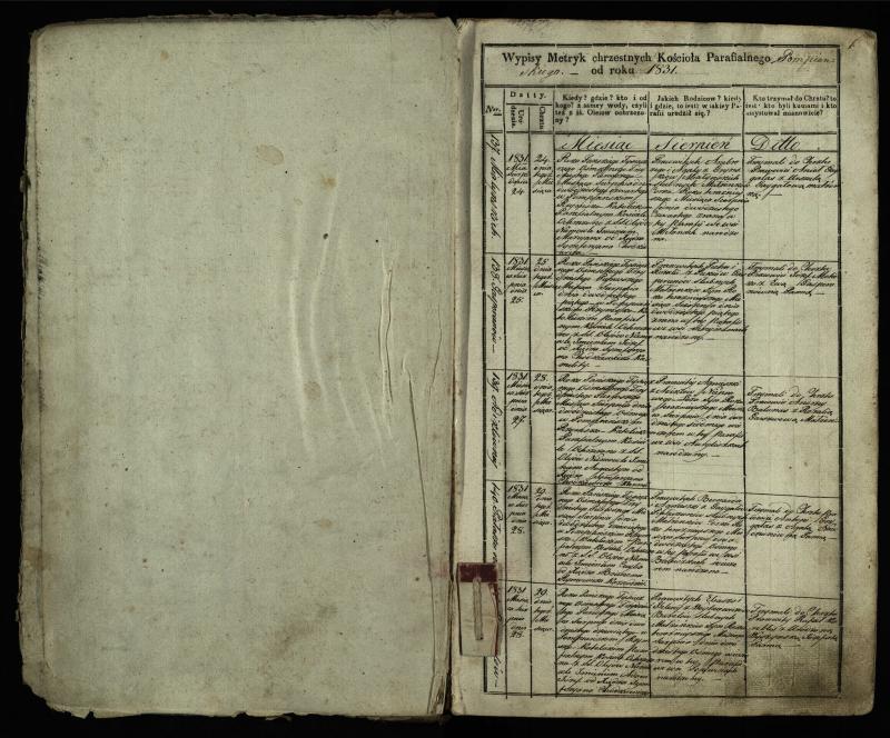Pumpėnų Romos katalikų parapijos bažnyčios 1831–1837 metų krikšto metrikų knyga