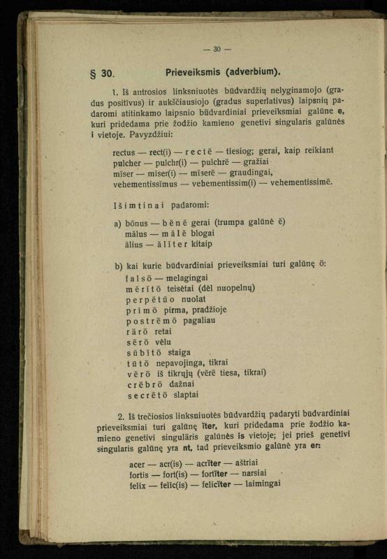 Lotynų kalbos etimologija ir pirmieji sintaksės dalykai: vidurinėms mokykloms vadovėlis (3-sios ir 4-sios kl. kursas) / K. Kliuksinas. – Kaunas: kooperacijos sąjungos „Spaudos fondo“ leidinys, 1932. – 131, [4] p.