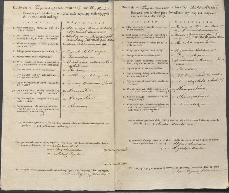 Krinčino Romos katalikų parapijos bažnyčios 1837–1839 metų priešjungtuvinės apklausos knyga