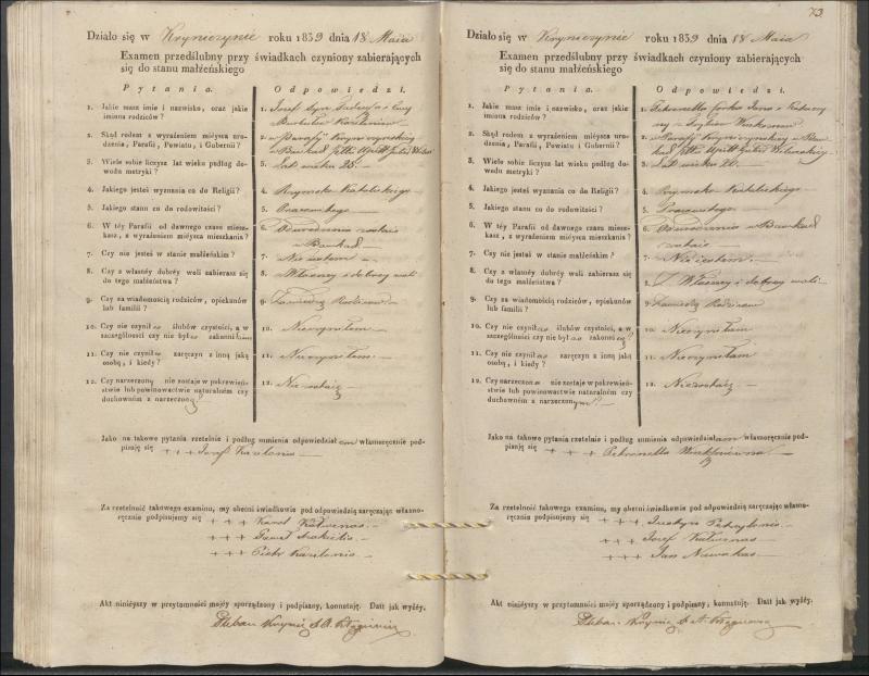 Krinčino Romos katalikų parapijos bažnyčios 1837–1839 metų priešjungtuvinės apklausos knyga