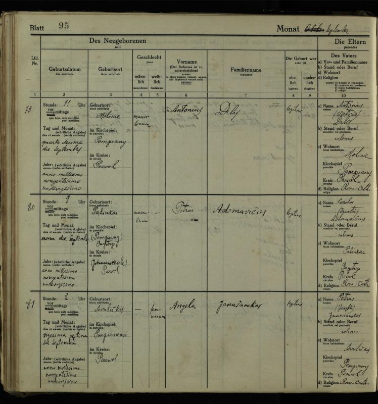 Pumpėnų Romos katalikų parapijos bažnyčios 1916–1921 metų krikšto metrikų knyga