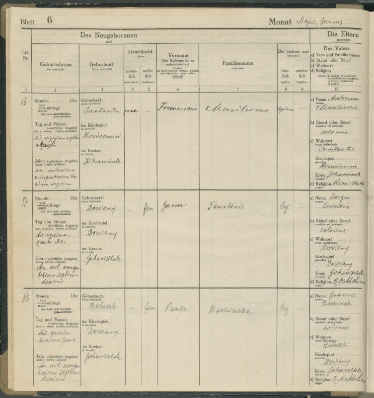 Daujėnų Romos katalikų parapijos bažnyčios 1917–1918 metų krikšto metrikų knyga