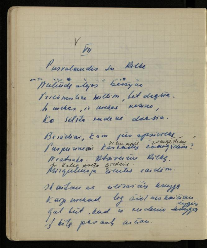 Žurnalisto, literato, vertėjo Kazimiero Pūro kūrybos V sąsiuvinis. Eilėraščiai, 1951–1952 m.