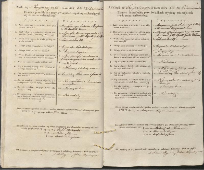 Krinčino Romos katalikų parapijos bažnyčios 1837–1839 metų priešjungtuvinės apklausos knyga