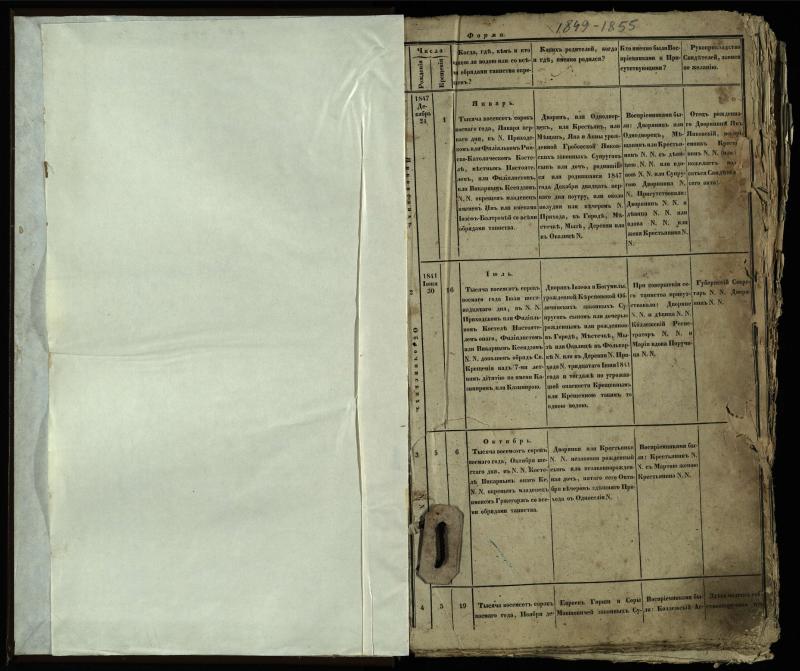 Vaškų (Konstantinavo) Romos katalikų parapijos bažnyčios 1849–1855 krikšto metrikų knyga