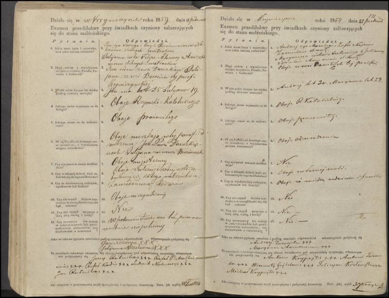 Krinčino Romos katalikų parapijos bažnyčios 1853–1862 metų priešjungtuvinės apklausos knyga